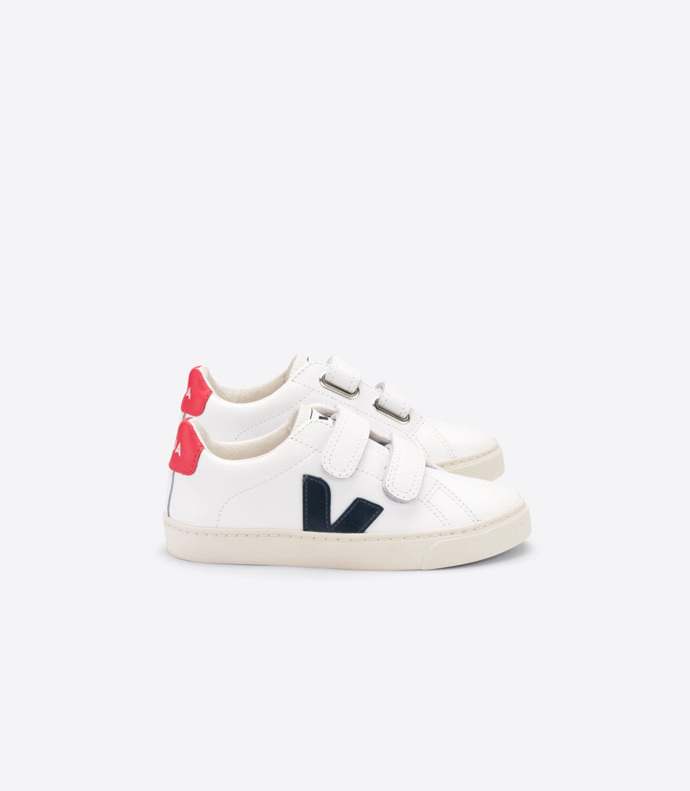 Veja Sneakers Barn - Esplar Velcro Läder - Vita - 371294-EKL